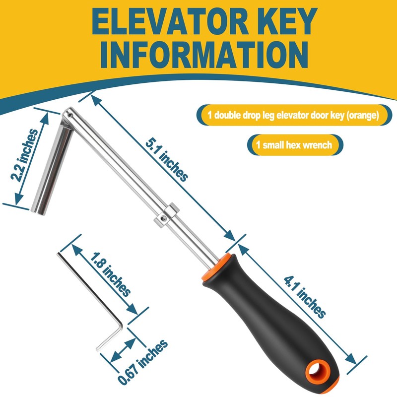 5.5 Inch Double Drop Leg Elevator Door Key 3/8 Diameter
