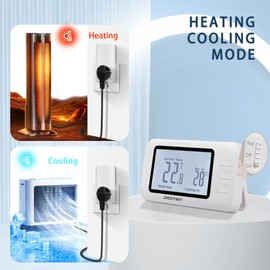 Remote Temperature Controller, Temperature Control Plug, Support Heating/Cooling Mode, for Window A/C, Fan, Space Heater,in Home,Baby Room, Attic, Garage