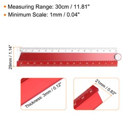 sourcing map 2pcs Folding Straight Ruler 30cm Metric Aluminum Alloy Protractor Foldable Angle Ruler Geometric Measuring Tool for Architects Artists Office, Red/Blue