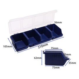 BENLIUDH Screw Organizer Box 4-Compartments, Tool Box Organizer Bins with Lids for Garage Workbench Hardware Storage (Blue)