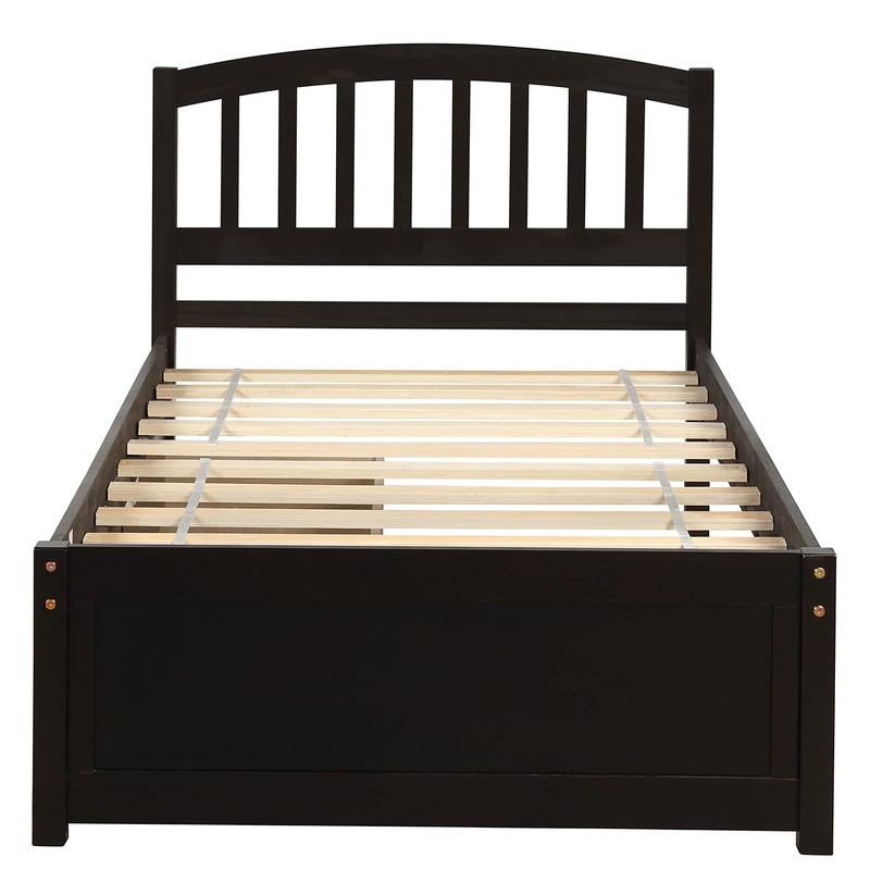 Harper & Bright Designs Twin Bed Frame with Drawers, Espresso,