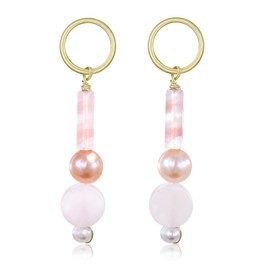 AeraVida Stunning Bohemian Rose Glass & Kunzite on Gold Over .925 Sterling Silver Drop Earrings