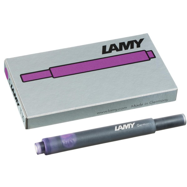 Lamy T10 Purple / Violet Fountain Pen Ink Cartridges Refills Spare Replacement For All Lamy Fountian Pens (Pack Of 1 - 5 Ink Cartridges)