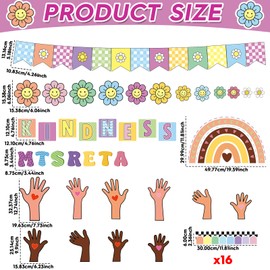 Colorful Handprint Bulletin Board Set Kindness Welcome Back to School Classroom Decorations Smile Face Rainbow Paper Cutout for Classroom Nursery Chalkboard Preschool Wall Door Teacher Decor