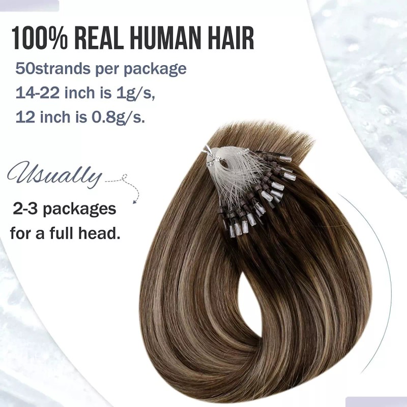 Hetto Extensiones Cabello Humano 14in Balayage Marrón A Rubio 50gr