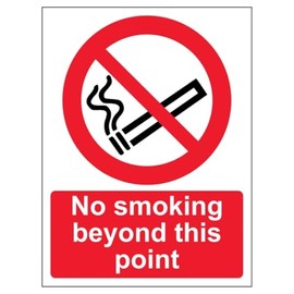 V Safety No Smoking Beyond This Point 150 x 200mm - 2mm Rigid Plastic Safety Sign