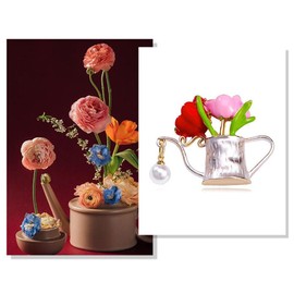 tanxuan Tulip Flower Brooch Vase Lapel Pin for Women Pearl Brooch Jacket Clothes Backpack Dress Accessories Jewelry Gifts, Silver