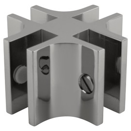 CRL Chrome Anodized Four-Way 90 Degree Standard Connector for 3/8" Glass