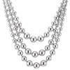COOLSTEELANDBEYOND Three-strand Waterfall Beaded Necklace Statement Necklace Graduated Beads Chains