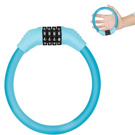 Samcos Bicycle Lock, Bicycle Cable Lock, Dial Lock, Wire Lock, 4 Digit Type, Bicycle Lock, Theft Prevention, 0.5 inch (12 mm) Thickness, High Cutting Counter, Anti-Theft (Blue)