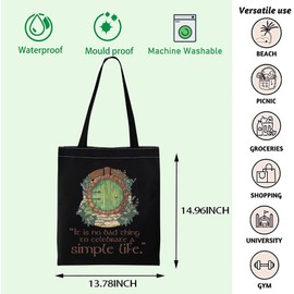 FOTAP Lord Ring Merch Ring Inspire Tote Bag Lord Ring Movie Handbag Lord Ring Movie Fan Gift Hobbit Lover Gift (Simple Life BLK)