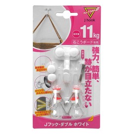 Nikkei Industries Magic Cross MJ-016W 8 J Hook for drywall and plywood, Double, White