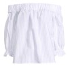 Harshman Gruner Off-Shoulder Puff-Sleeve Linen Striped Blouse White Lavender 2