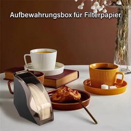 Coffee Filter Holder Storage Coffee Filter Paper Dispenser Box with Dustproof Cover with Cover for Filter Sizes 1 & 2 and 4 (Black)