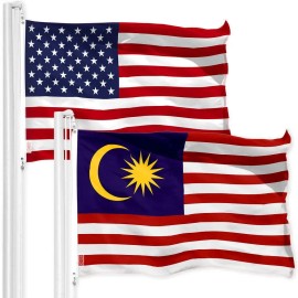 UD_G128 Combo Pack: American USA Flag 3x5 Ft & Malaysia Flag 3x5 Ft, Both Printed 150D Polyester, Indoor/Outdoor, Brass Grommets