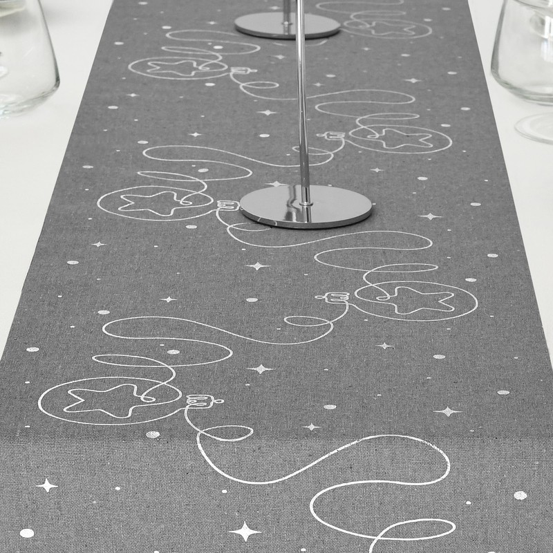 MODERNO Linen Look Table Runner Grey 5 m - Christmas