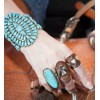 Gray Wolf Collections Thunderbird Leather Ring, Hand Tooled, Dyed, Southwestern
