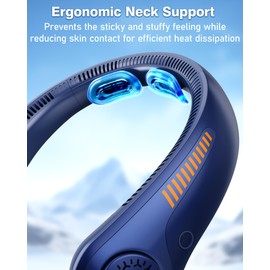 EYERZ Portable Neck Fan with Neck Support, Rechargeable 5-Speed Full Surround Cooling, Battery Operated Long Lasting Lightweight Quiet Personal Fan for Hot Flashes, Travel, Women/Men