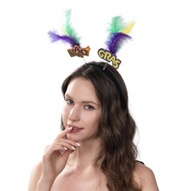 Relyoner Mardi Gras Feather Headband for Women Carnival Parade Springs Headwear Novelty Party Accessories (Mardi Gras)