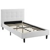 Modway Linnea Upholstered White Twin Platform Bed with Wood Slat
