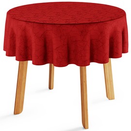 Filumi Tablecloth 120 x 120 cm Round Red Washable for Indoor Outdoor Marble Pattern Manil