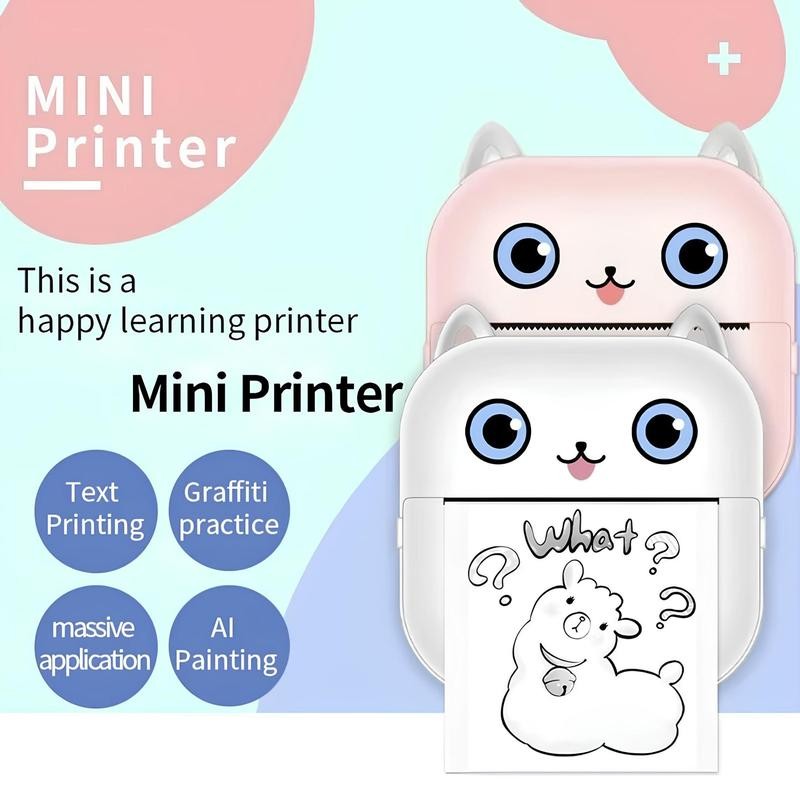 Portable Mini Printer, Portable Photo Printer with Print Paper, Bluetooth-compatible