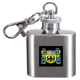 Smedley Family Crest Surname Coat of Arms 1oz Hip Flask Kerying Engraved