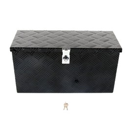 BIGREAT 24'' Inch Stripes Plated ATV UTV Aluminum Tool Box Truck Bed Toolbox Waterproof Square Storage Organizer with Lock and Keys Black(‎24" L x 9.5" W x 12.5" H)