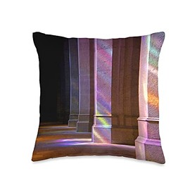 Carpe Cranium Cathedral Light, Color from Stained Glass Falling on Columns Throw Pillow, 16x16, Multicolor