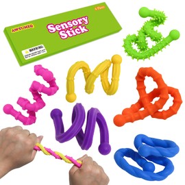 AWTUMZQ 6 Pack Sensory Stick,Fidget Toys,Textured Calming Sensory Toys for Autism Kids, Anxiety Relief for Activities Essential,Stimulating & Addictive Toys for Kids Students
