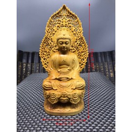 xiledu Meditating Amitabha Buddha Statue,Solid Wood Buddha Figurines Zen Decor,Small Buddha Statue Home Office Decor