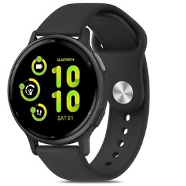 Vancle Correa compatible con Garmin Venu 2 Plus / Venu Sq / Venu / Vivoactive 3 Watch Band mujeres hombres, correa de repuesto deportiva de silicona suave para Garmin Vivomove Sport, Vivoactive 3 Music, Forerunner 645/245 Music Smart Watch (Negro)