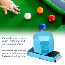 QANYEGN Magnetic Billiard Chalk Holder Clip, Cue Chalk Holder Clip, Octagon Universal 3 Layers Billiard Pool Cue Chalk Box Holder for Billiard Lovers (Blue)