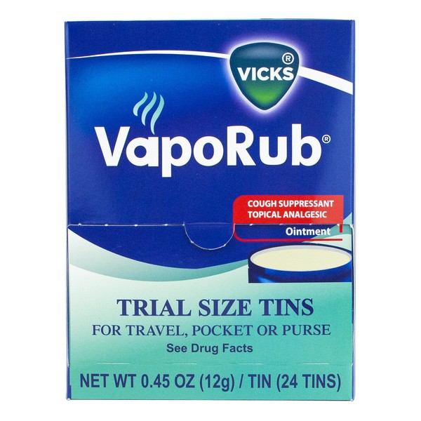 Vicks VapoRub Cough Suppressant Topical Analgesic Ointment 24 Pack, 12g  12/2023