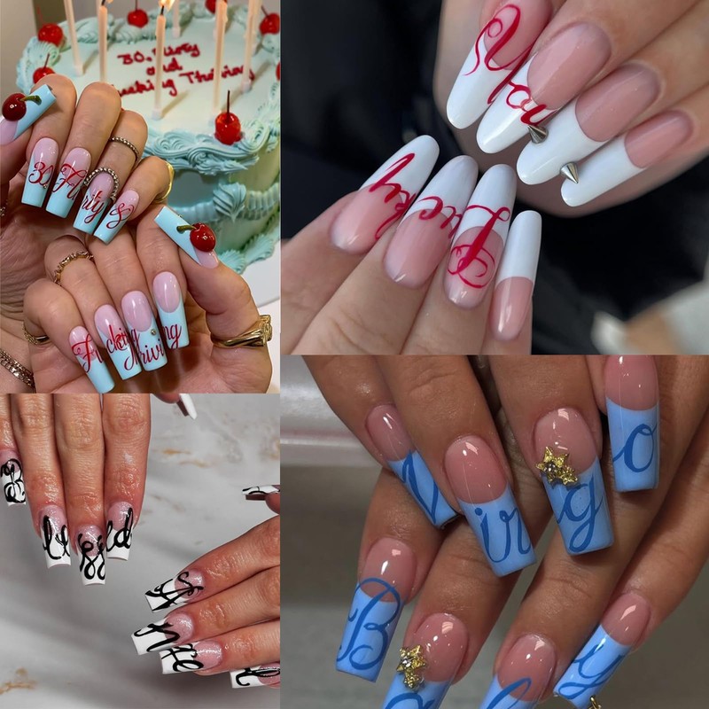 4 Sheets Gothic Letter Nail Art Stickers Valentine's Simple 3D