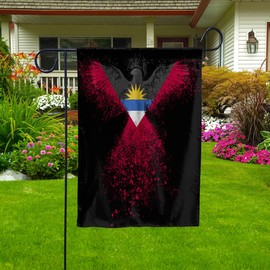 Antiguan And Barbud Flag And Eagle painting Antigua And Barbuda USA Flag Friendship House Flag (29.5" x 39.5")-USA Flags Premium Polyester-Decorative Indoor Outdoor Flag