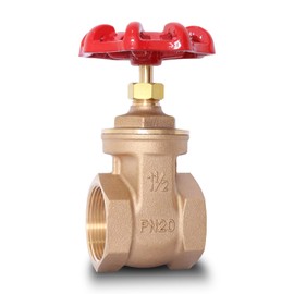 1" NPT Bronze Gate Valve, Heavy Duty Female x Female Thread Rotary Sluice Valve, Manual Rotary Sluice Valve with Wheel Handle for Water Oil Gas (1", DN25)