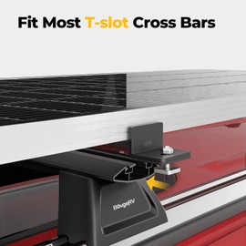 BougeRV Solar Panel Mounting Kit - Fits Auto Cross Bars with T-Track, Secure 100-200W Solar Panels, Heavy Duty Roof Rack Mounting Brackets