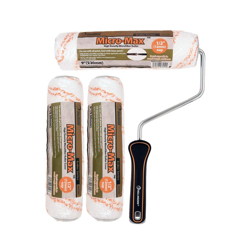 ROLLINGDOG 9 inch Paint Roller Set - 3PCS Lint Free