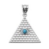 Fine Sterling Silver Egyptian Pyramid Charm with Evil Eye Blue