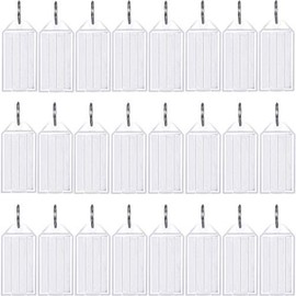 Tatuo 100 Pieces White Tough Plastic Key Tags with Split Ring Label Window Id Luggage Tag Key Ring Key Chain