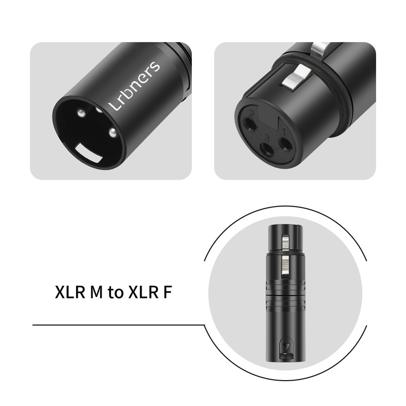 Lrbners XLR Male to Female Audio Adapter, Black Shell Secure