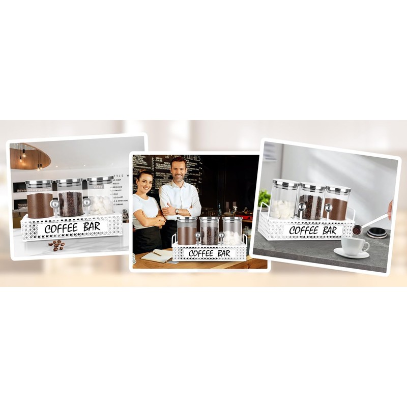 DYGZBLHT Glass Coffee Containers with Shelf 3x 47oz Coffee Station