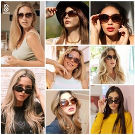 SOJOS Vintage Square Sunglasses for Women Polarized UV Protection Havana Frame SJ2111 with Green Tortoise Frame Green Lens