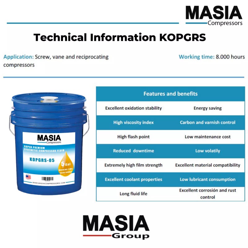 Masia Compressors SK-32 Kaishan Lubricant, 1 Gallon Jug, Made in