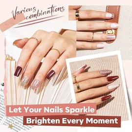 modelones- Juego de esmaltes de uñas en 12 colores, marrón nude, para otoño, color champán, dorado, con purpurina, neutro