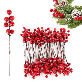 ZoneYan Artificial Berries, Artificial Holly Berry, Red Berry Decoration, Artificial Berries Red, Red Berries Decoration, Christmas, Decoration Artificial Holly Berry, Ideal for Decoration and Crafts