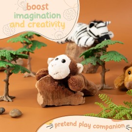 Forest & Twelfth Mini Monkey Plush Toys | 12 Pack Tiny Plushies Stuffed Animals Bulk | Stocking Stuffer for Girls & Boys, Animals Figures for Party Favors, Goody Bags, Classroom Treasure Box Prizes