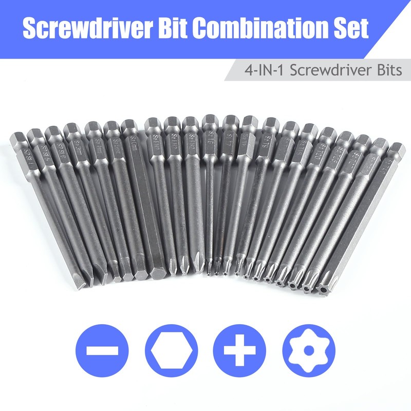 FyMosem 21Pcs 4-in-1 Long Magnetic Screwdriver Bit Combination Set 1/4