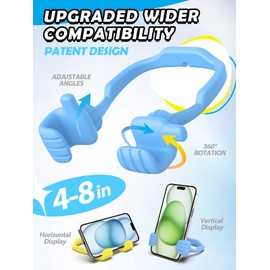 Valentines Day Gifts for Her Kids Teens Girls Cell Phone Stand: 2 Pack UPGRADE Adjustable Lazy Thumbs Up Phone Holder for Desk Fun Birthday Gifts for Women Men Him Wife Kids Boys Girlfriends Teacher